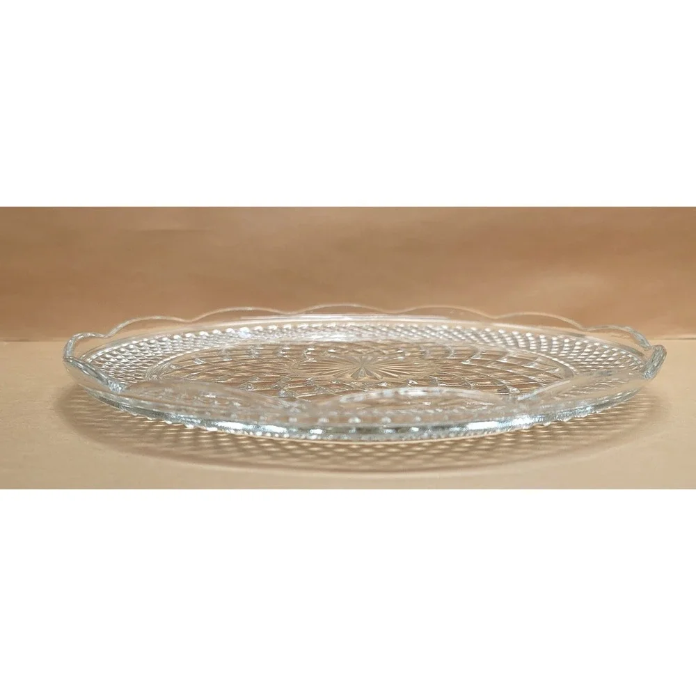 Set of 2 Vtg Anchor Hocking Wexford Clear Glass Dinner Plates 9.5 Inch Diamond‎